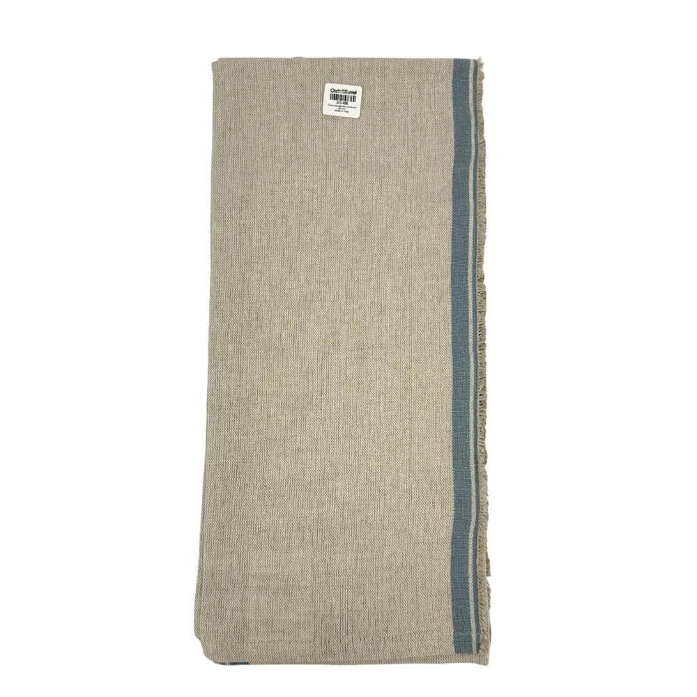 Crate&Barrell Clovis Blue Edge Cotton Linen Tea Kitchen Dish Towels Set of 2